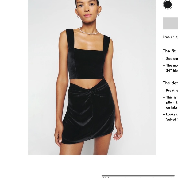 Reformation Harri Velevet Skirt (Size 4) - Picture 1 of 2